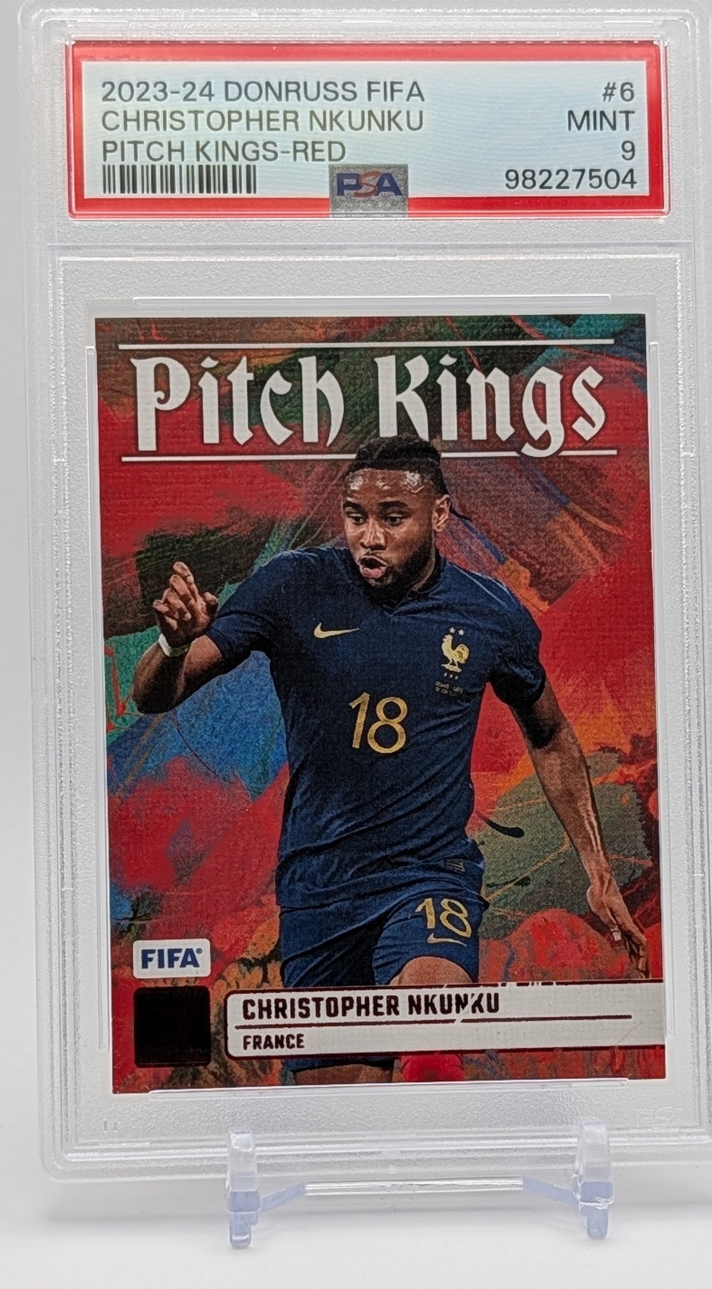 2023 Donruss Fifa Christopher Nkunku Pitch Kings Red PSA 9