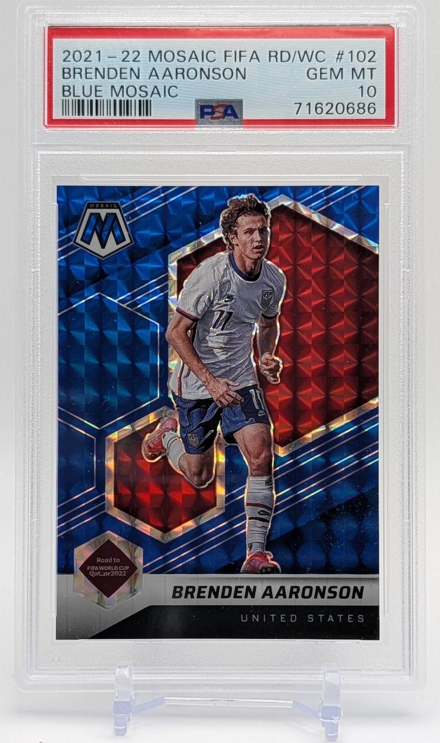 2021 Mosaic Benden Aaronson Blue Mosaic /99 PSA 10