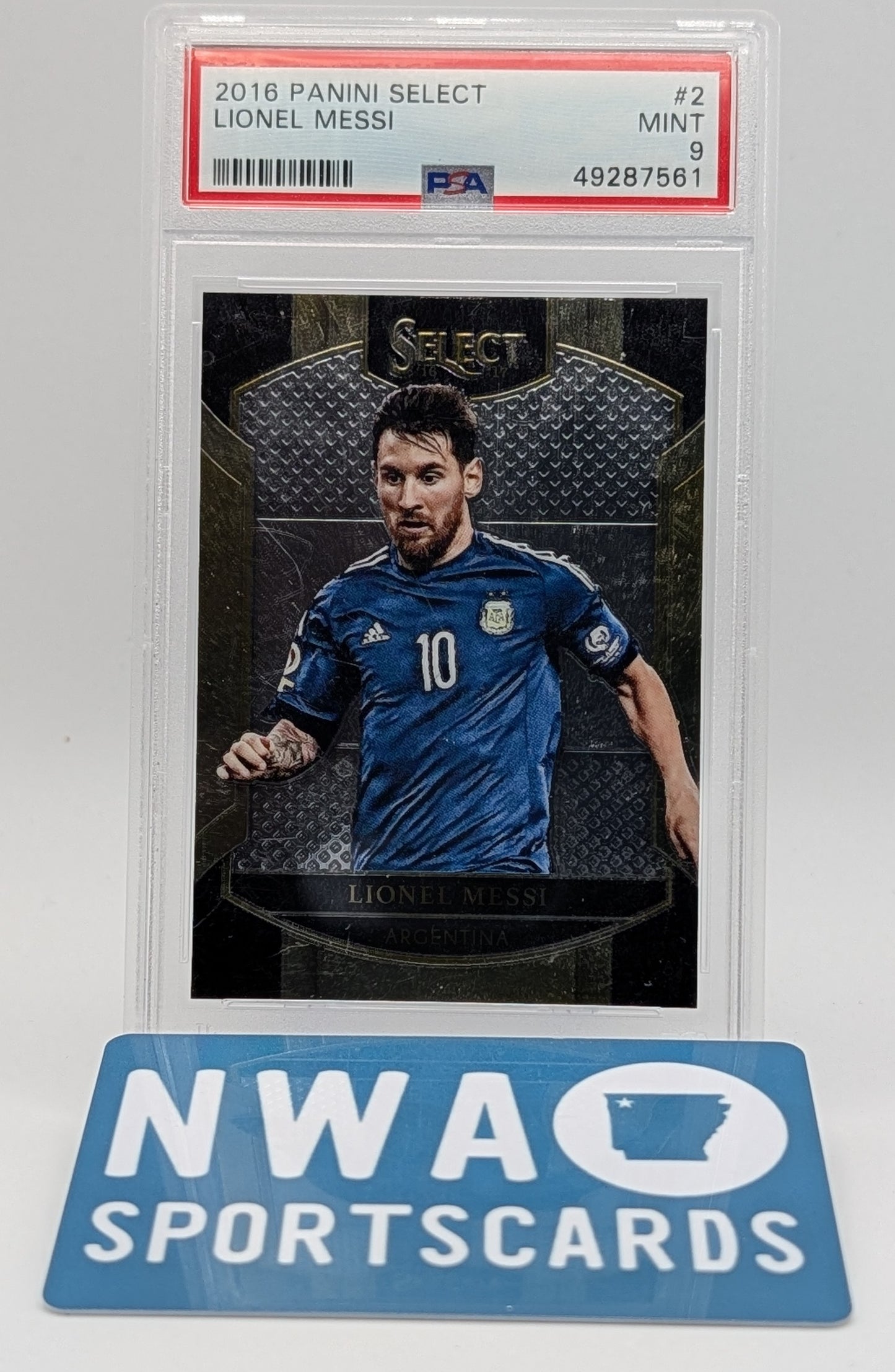 2016 Select Lionel Messi PSA 9 + $25 NWA Sports Cards Credit
