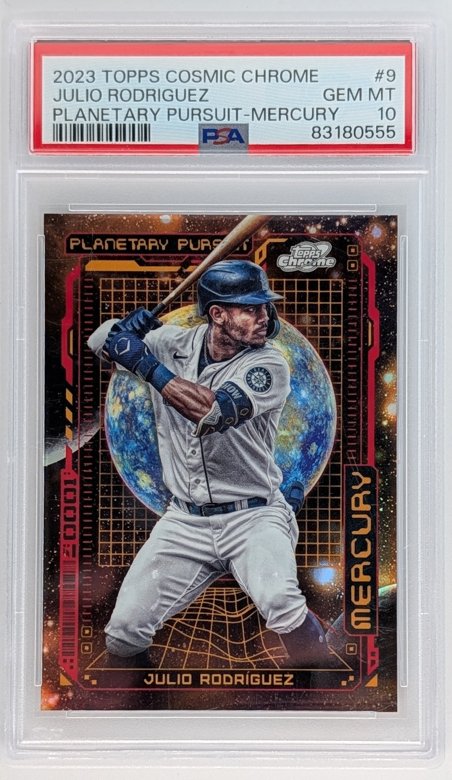 2023 Topps Cosmic Chrome Julio Rodriguez Planetary Pursuit Mercury PSA 10