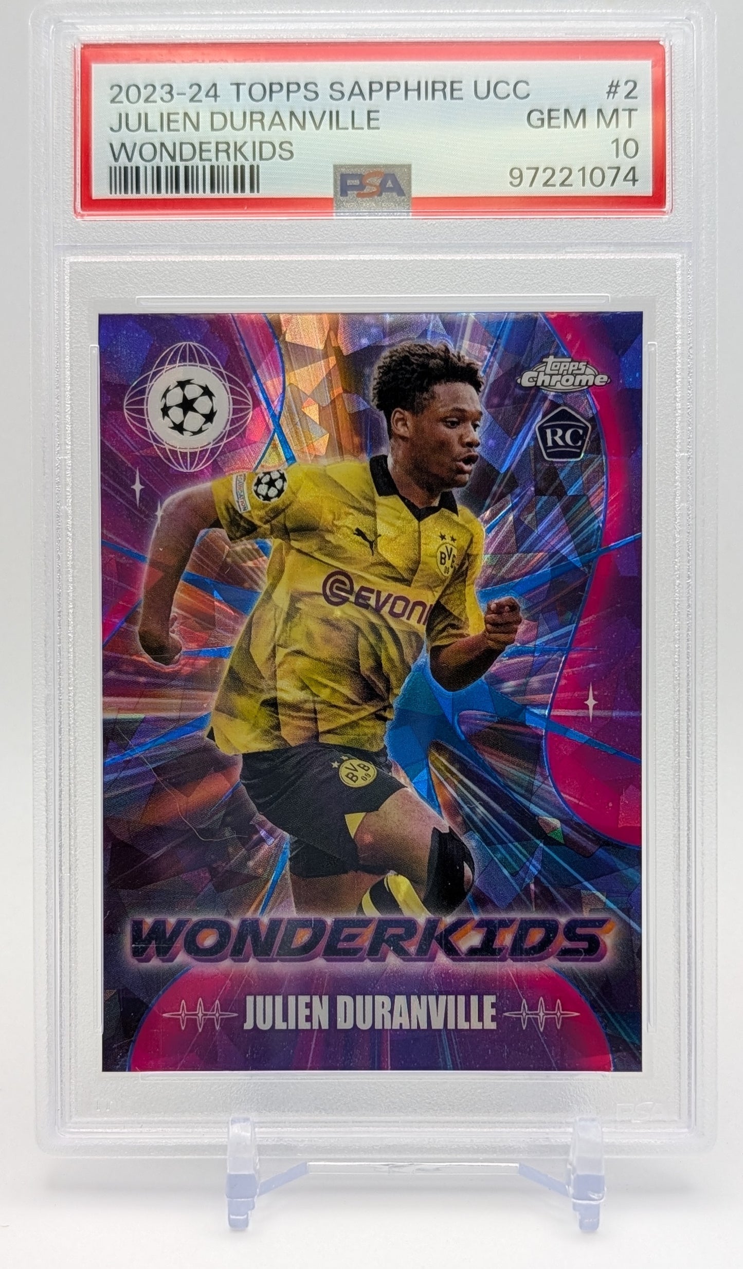 2023 Topps Chrome Sapphire UCC Julien Duranville Wonderkids PSA 10