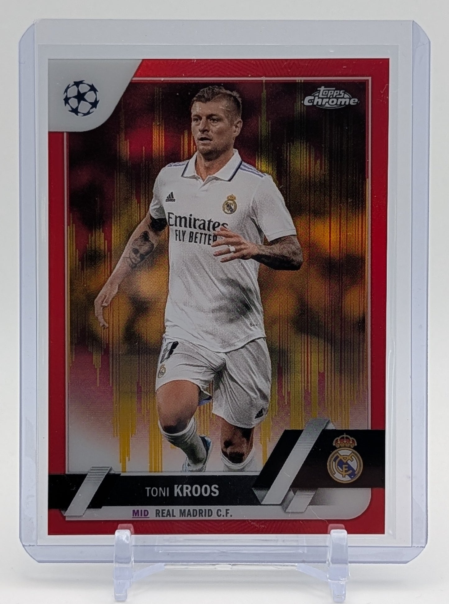 2023 Topps Chrome Toni Kroos Red & Gold Seismic Refractor /5