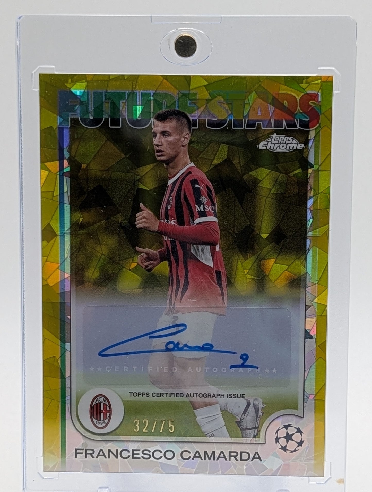 2025 Topps Chrome Sapphire Francesco Camarda Yellow Refractor /75