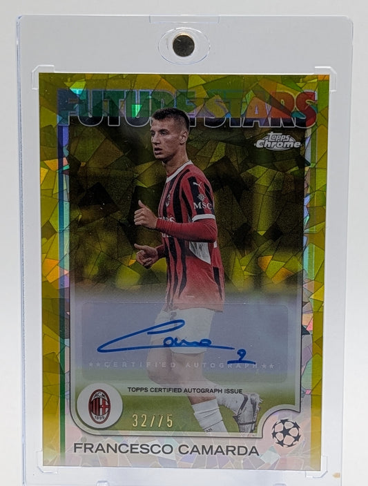 2025 Topps Chrome Sapphire Francesco Camarda Yellow Refractor /75