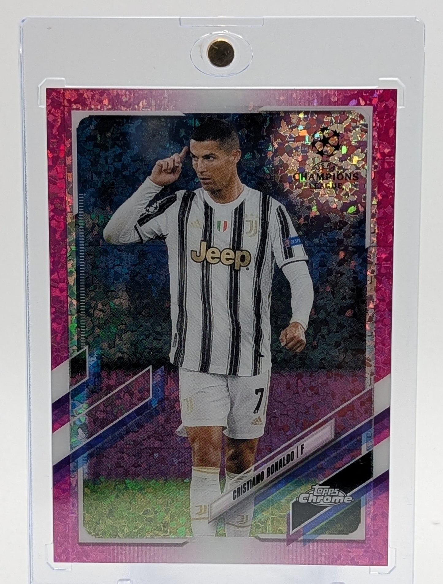 2021 Topps Chrome Cristiano Ronaldo Pink Mini Diamond Refractor /175
