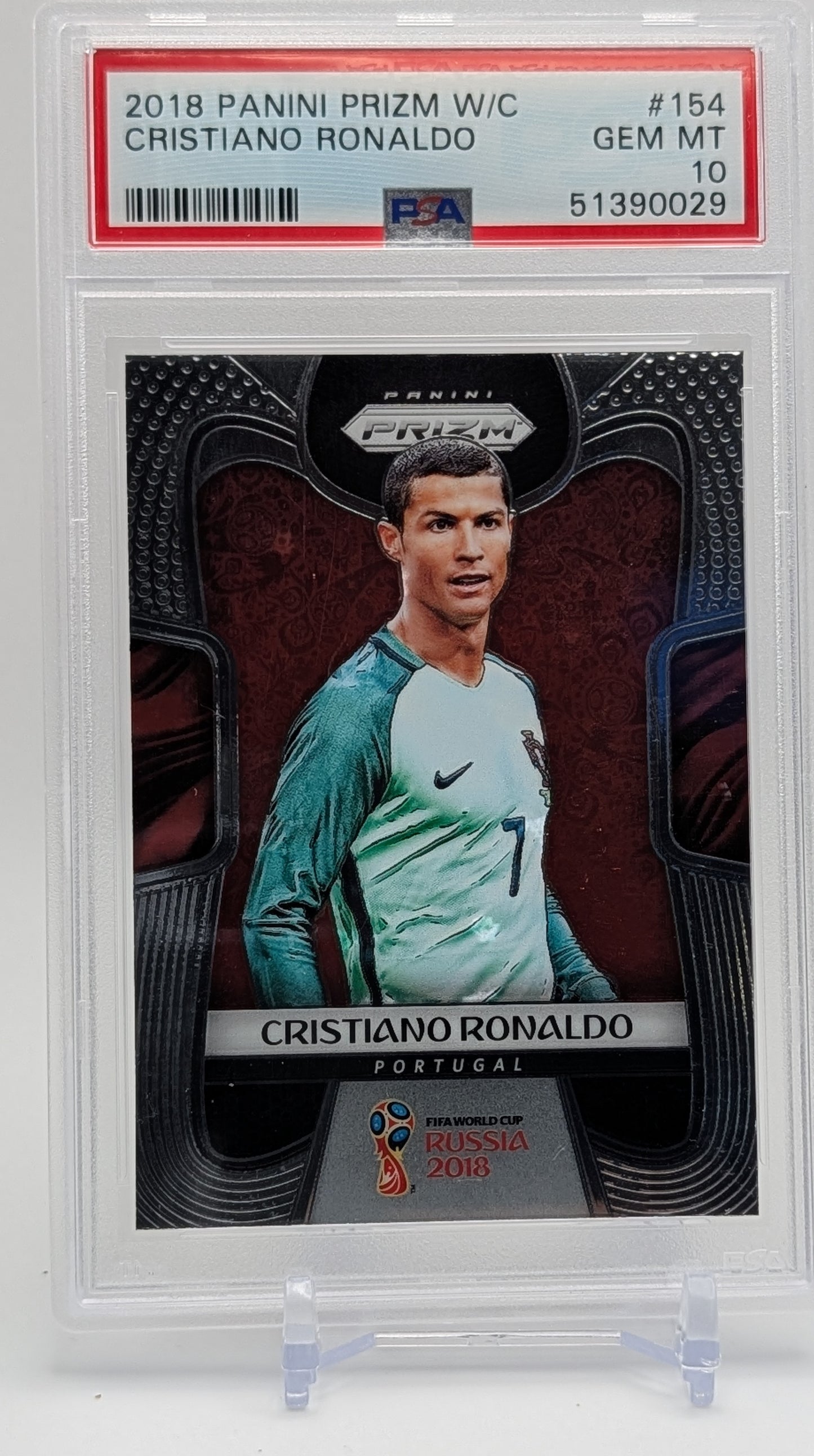 2018 Prizm World Cup Cristiano Ronaldo PSA 10