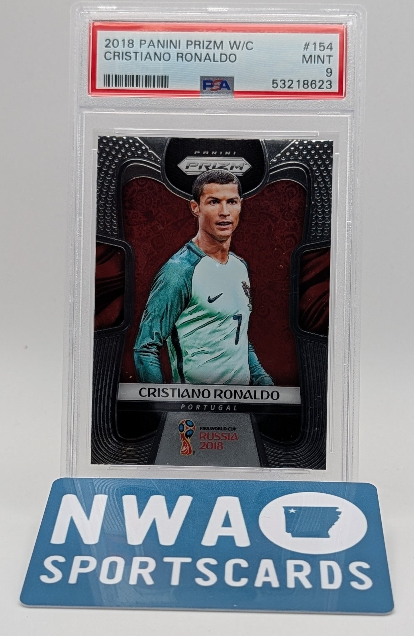 2018 Prizm World Cup Cristiano Ronaldo PSA 9 + $25 NWA Sports Cards Credit