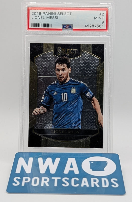 2016 Select Lionel Messi PSA 9 + $25 NWA Sports Cards Credit