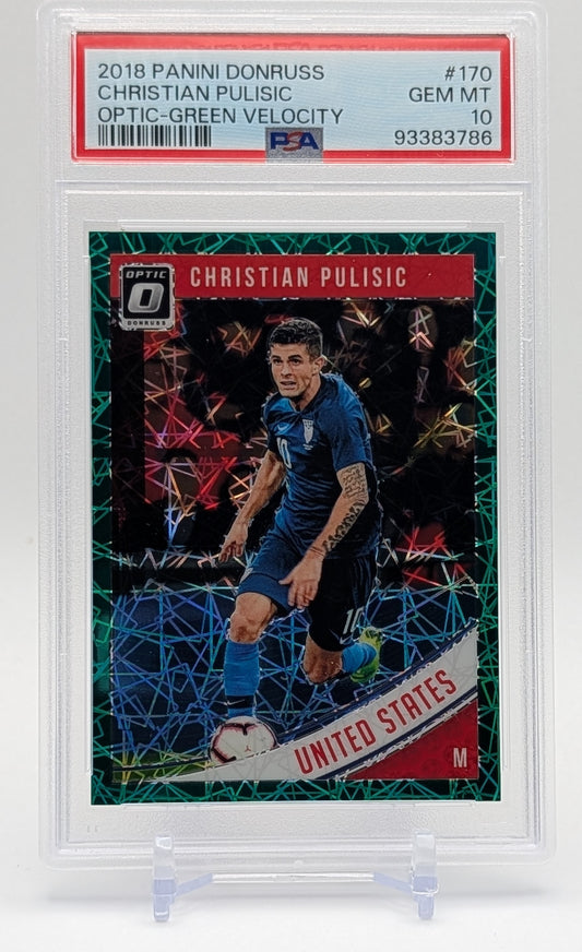 2018 Donruss Christian Pulisic Green Velocity Optic /200 PSA 10